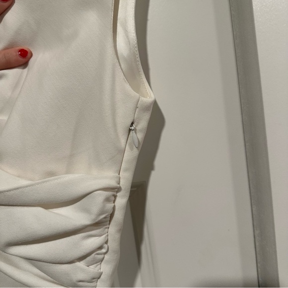 NWT Zara White Mini V-Neck Knotted Dress - Picture 7 of 7